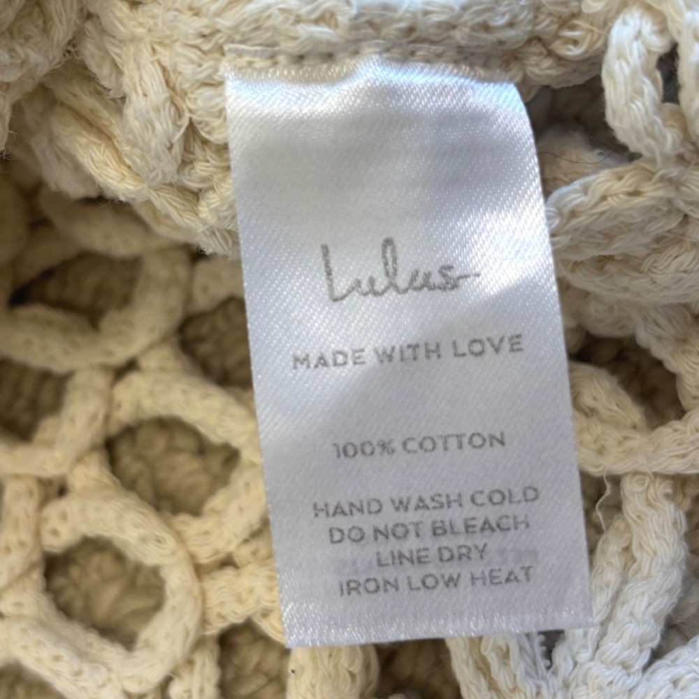 Lulus Weekend Festivals Crochet Cropped Tank Top, Beige Large Boho Hippie 70s - Picture 11 of 16
